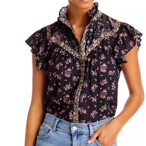 LA VIE Rebecca Taylor SL print mix top size S